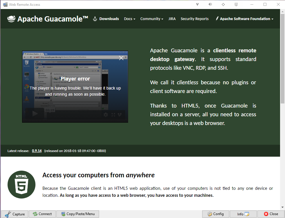 Apache Guacamole Remote Access App